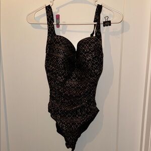 Black Geometric One-Piece Swimsuit